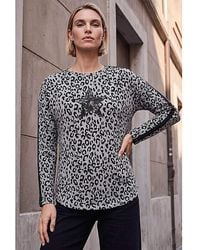 Roman - Roman Sequin Star Animal Print Top - Lyst