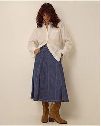 Monsoon - Harper Godet Denim Midi Skirt - Lyst