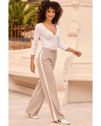 Sosandar - Ivory Side Stripe Trouser - Lyst