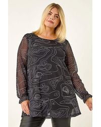 Roman Curve - Swirl Print Stretch Top - Lyst