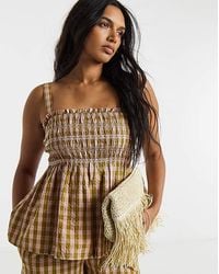 Simply Be - Gingham Shirred Detail Cami - Lyst