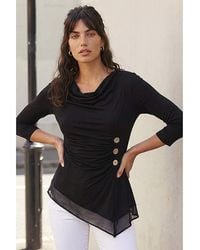 Roman - Roman Button Detail Chiffon Hem Top - Lyst
