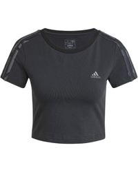 adidas - 3 Stripes Crop Baby T-Shirt - Lyst
