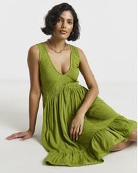 Simply Be - Crinkle Smock Dress With Ladder Trim - Lyst