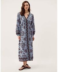 Monsoon - Thalia Palm Print Midi Dress - Lyst