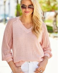 Sosandar - Pointelle Sleeve Jumper - Lyst