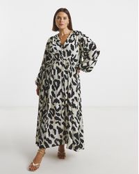 Simply Be - Printed Waist Detail Midi Dress - Lyst