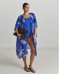 MAGISCULPT - Tie Front Shell Print Mini Kaftan - Lyst