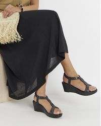 JD Williams - Sparkly T Bar Wedge Sandal Ex Wide - Lyst