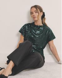 Simply Be - Glossy Sequin Cap Sleeve Top - Lyst