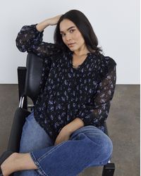 Simply Be - Ditsy Tuxedo Detail Blouse - Lyst