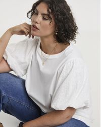 Simply Be - Broderie Sleeve Tee - Lyst