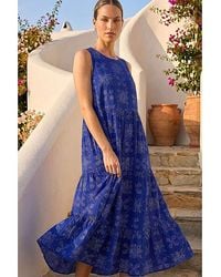 Roman - Roman Floral Motif Tiered Midi Dress - Lyst