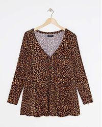 Simply Be - Button Front Peplum Longline Top - Lyst