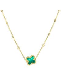 iJewel - 9Ct Malachite Clover Necklace - Lyst