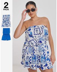 Simply Be - 2 Pack Value Beach Playsuits - Lyst