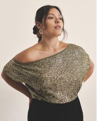 Simply Be - Linear Sequin Off The Shoulder Top - Lyst