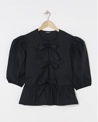 Simply Be - Tie Front Puff Sleeve Smock Top - Lyst