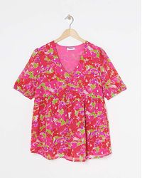 Simply Be - Georgette Printed Peplum Blouse - Lyst