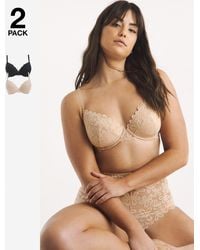Pretty Secrets - 2 Pack Daisy Lace Plunge Bras - Lyst