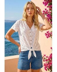 Roman - Roman Broderie Stretch Jersey Top - Lyst
