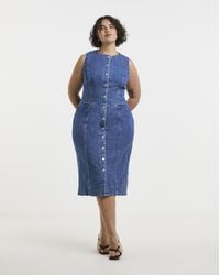 Simply Be - Denim Sleeveless Midaxi Dress - Lyst