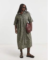 Simply Be - Printed Shirt Dress With Pockets - Lyst