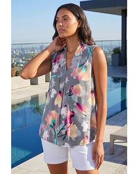 Roman - Roman Floral Print Pleat Front Vest - Lyst