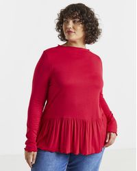 Simply Be - Long Sleeve Peplum Top - Lyst