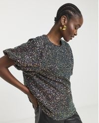 Joanna Hope - Sequin Puff Sleeve Top - Lyst