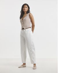 Simply Be - Sbe Broderie Detail Barrel Jeans - Lyst