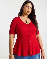 Simply Be - Button Through Peplum Top - Lyst