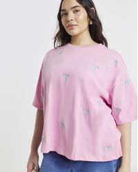 Simply Be - Bow Embroidery T-Shirt - Lyst