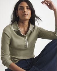 Simply Be - Contrast Scallop Trim Polo Top - Lyst