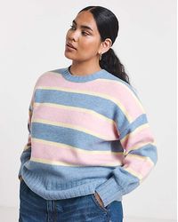 Simply Be - Sponge Crew Neck Striped Volume Jumper - Lyst