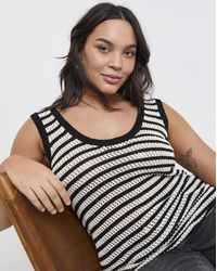 Simply Be - Stripe Crochet Scoop Neck Vest - Lyst