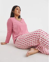 Pretty Secrets - Pointelle Henley Top Heart Pyjama Set - Lyst
