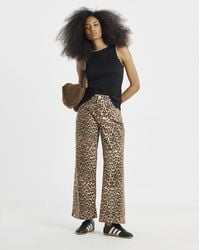 Simply Be - Print Denim Wide Leg Jeans - Lyst