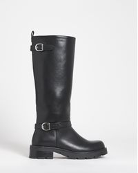 Simply Be - Knee High Biker Boots Wide C - Lyst