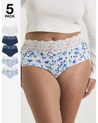 Pretty Secrets - 5 Pack Lace Top Full Fit Knickers - Lyst