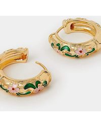 Accessorize - Enamel Floral Hoop Earrings - Lyst