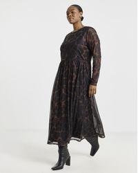 Simply Be - Long Sleeve Mesh Midi Dress - Lyst