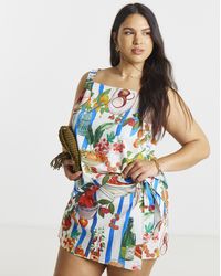 Simply Be - Plate Print Wrap Skort - Lyst