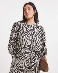 Simply Be - Puff Sleeve Button Down Linen Top - Lyst
