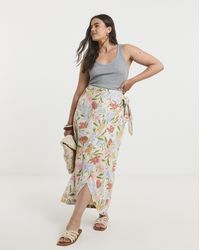 Simply Be - Linen Blend Wrap Midaxi Skirt - Lyst