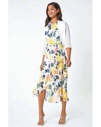 Roman - Roman Ruched Hem Chiffon Bolero - Lyst