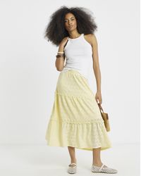Vila - High Waist Midi Skirt - Lyst