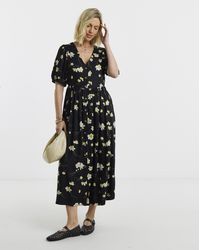 JD Williams - Puff Sleeve Drop Waist Midi Dress - Lyst