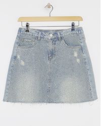 Simply Be - Embellished Denim Mini Skirt - Lyst