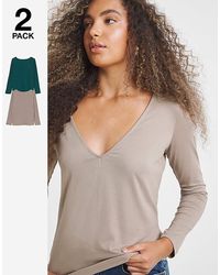 Simply Be - 2 Pack Reversible V Back Tops - Lyst